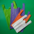 Green Non-woven vest shopping bags,  32+14x60cm,100% virgin, eco-friendly