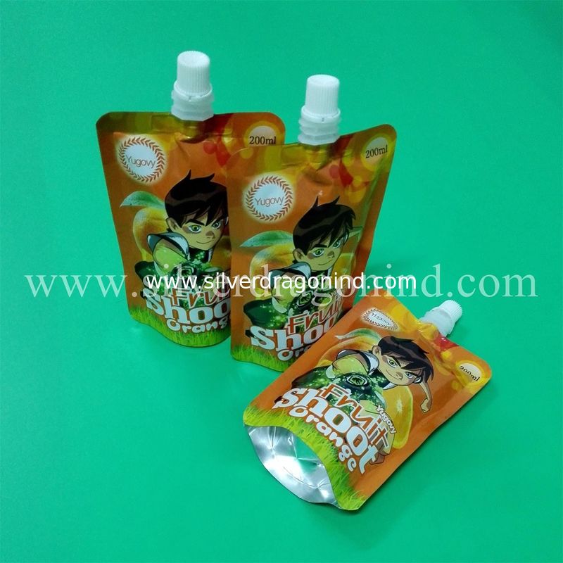 Stand up spout pouch for 200ml orange juice packing