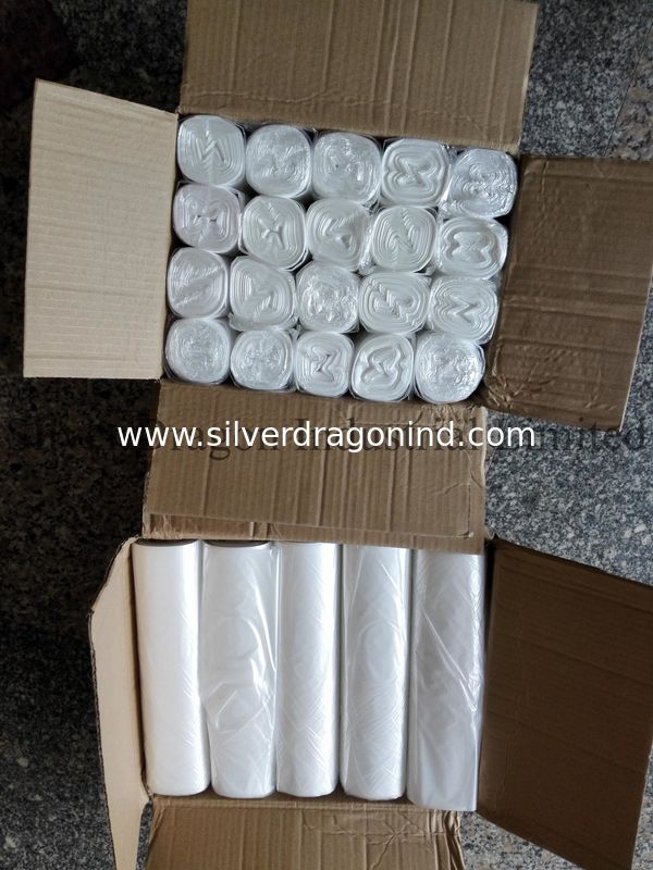 Natural color high density polyethylene bin liners on rolls, 6 to 30 microns are available