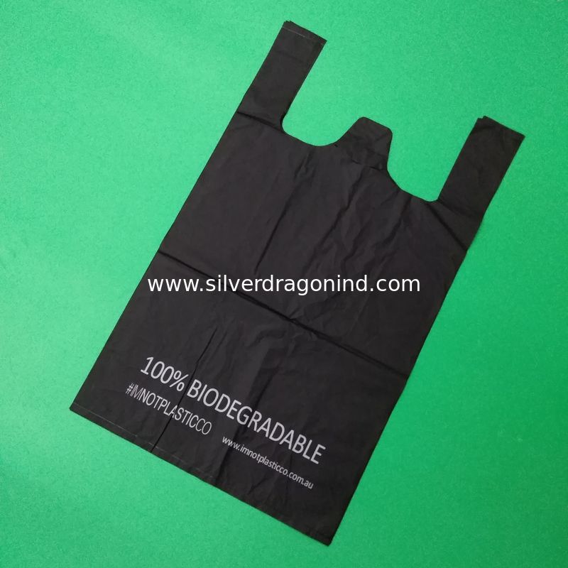 100 Biodegradable Starch T Shirt Bag 1 Color 1 Side Printed