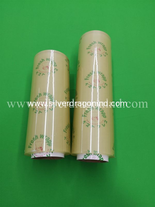 PVC food grade Cling Film with Fresh Wrapp logo printed (Size 10microns x 300mm x 300m)