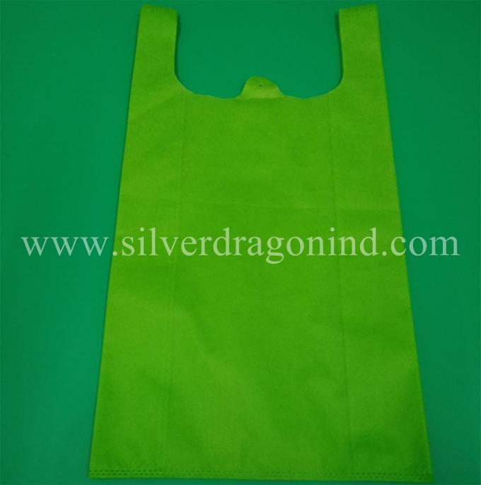 30gsm large non woven T-shirt shopping bag in green color, 100% virgin, eco-friendly