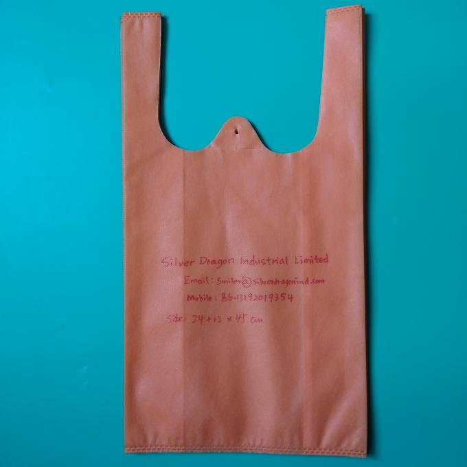 Biodegradable Non woven T-shirt bag, black color, 30gsm,  size 20+12x40cm,100% virgin, eco-friendly