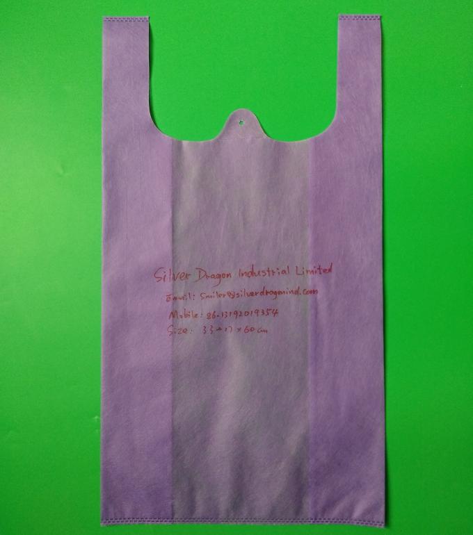 Biodegradable Non woven vest bag, black color, 30gsm,  size 20+12x40cm,100% virgin, eco-friendly