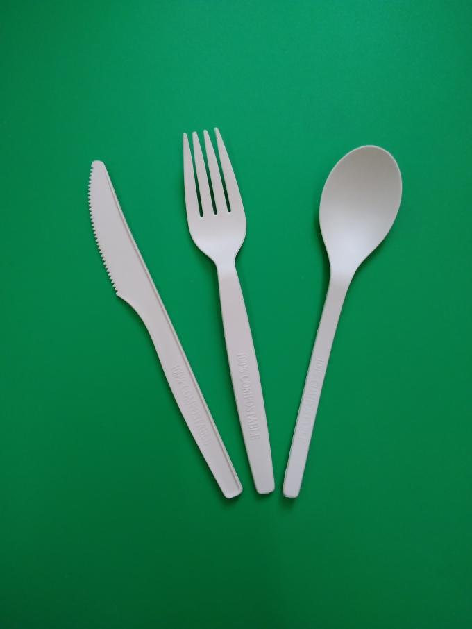 disposable biodegradable & 100% compostable PLA spoon/knife/fork,160mm&165mm length,white color