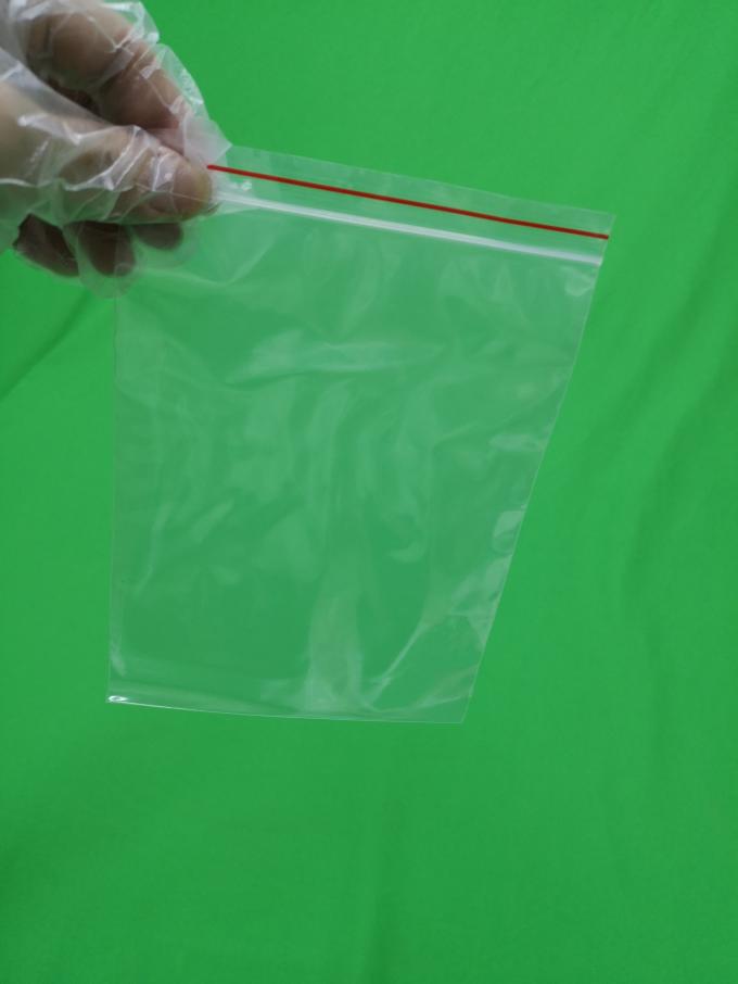 Clear plastic ziplock bag with red line, size 250x345x0.060mm, reclosable