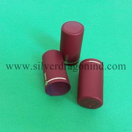 Burgundy PVC shrink wine capsule with logo hot stamping on skirt