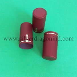 Burgundy PVC shrink wine capsule with logo hot stamping on skirt