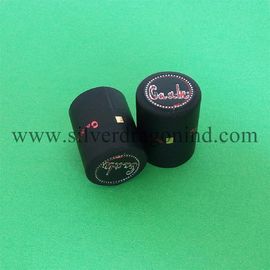 High Quality Matt Black PVC shrink wine capsule with logo printed on top and skirt