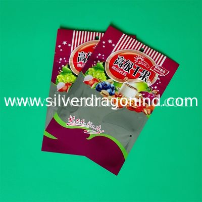 Custom snack packing bags with zipper and one side Aluminium, one side clear.
