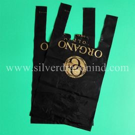 Heavy duty S/M/L/XL size black HDPE T-sacks/ T-shirt bags/Grocery bags,custom logo