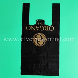 Heavy duty S/M/L/XL size black HDPE T-sacks/ T-shirt bags/Grocery bags,custom logo