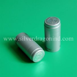 Silver color PVC shrink capsules for walnut oil sealing, top disc embossed, size customized