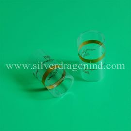 Clear PVC shrink cap seals with logo printed for 750ml spirit, no top cover, with tear strip