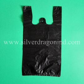 Heavy duty S/M/L/XL size black HDPE T-sacks/ T-shirt bags/Grocery bags,custom logo