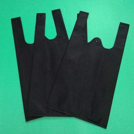 Non woven T-shirt shopping bag, black color, 30gsm, Tiny size 20+12x40cm,100% virgin, eco-friendly