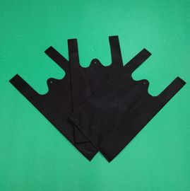 Biodegradable Non woven T-shirt bag, black color, 30gsm,  size 20+12x40cm,100% virgin, eco-friendly