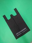 100% biodegradable black T-shirt bag, 1 color 1 side printed, size 0.025mm x (30+15)x50cm, withstand 5kg