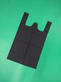 100% biodegradable black T-shirt bag, 1 color 1 side printed, size 0.025mm x (30+15)x50cm, withstand 5kg