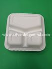 Disposable Biodegradable Sugarcane Pulp Paper 9inch 3compt. Lunch Box, sugarcane clamshell, 9inch 3compt. Clamshell