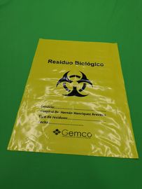 Yellow biohazard plastic bags, size 300x500x0.08mm, print one color one side, for hospital use