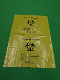 Yellow biohazard plastic bags, size 300x500x0.08mm, print one color one side, for hospital use