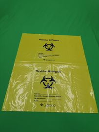 Yellow biohazard plastic bags, size 600x900x0.08mm, print one color one side, for hospital use