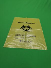 Yellow biohazard plastic bags, size 600x900x0.08mm, print one color one side, for hospital use