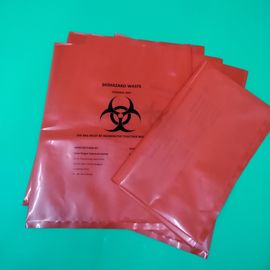 Red biohazard disposable bag, size 300x360x0.12mm, print one color one side, for hospital use