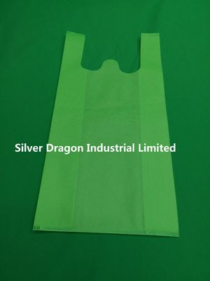 large green non-woven vest bags, non-woven T-shirt bags,non-woven grocery bags,40gsm, 100% virgin, eco-friendly