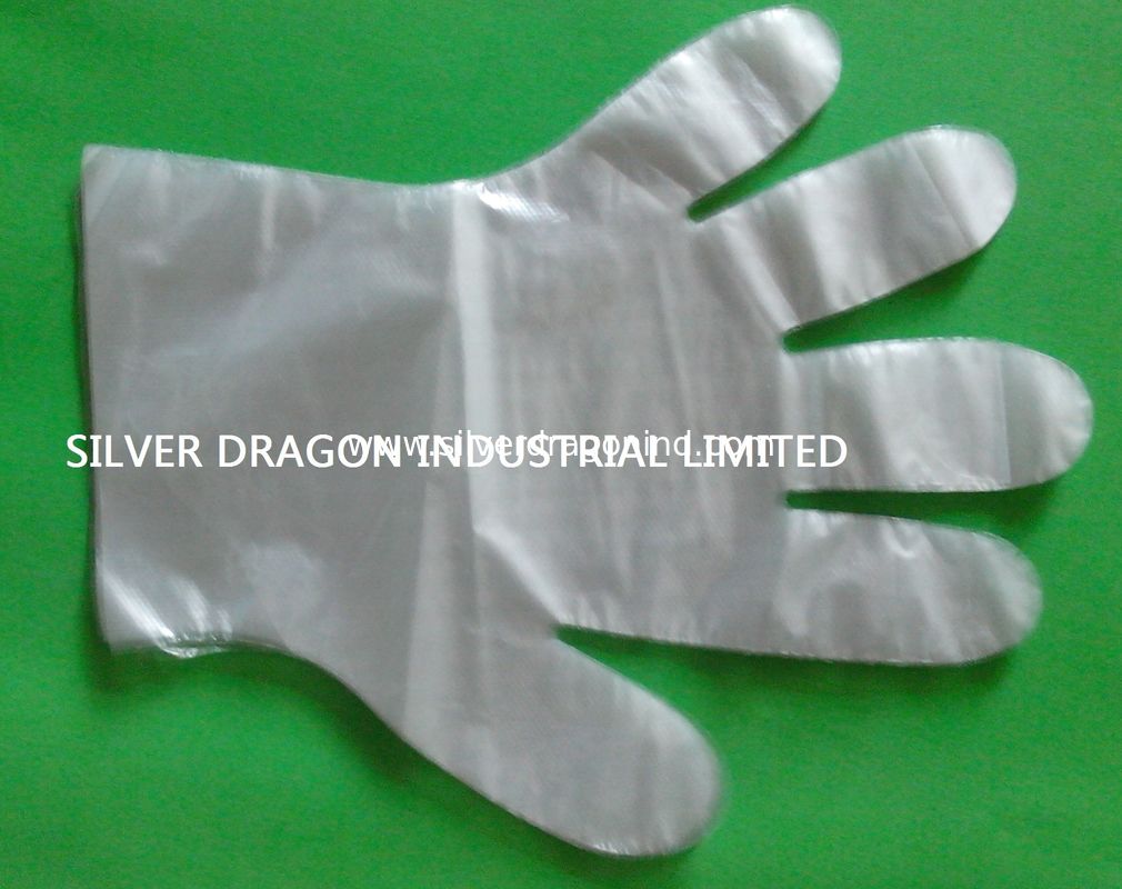 Clear embossed HDPE disposable gloves with sizes of S,M,L