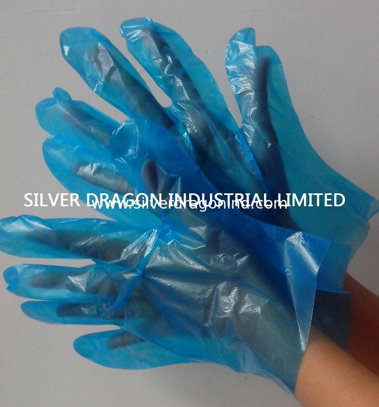 Blue HDPE disposable gloves, Embossed, Size S,M,L