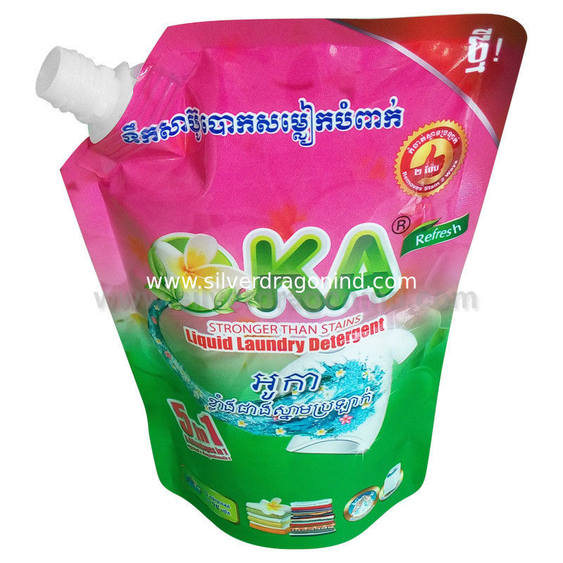 Custom Stand up Spout Pouch for 500g liquid laundry detergent Packing（ doy packing)