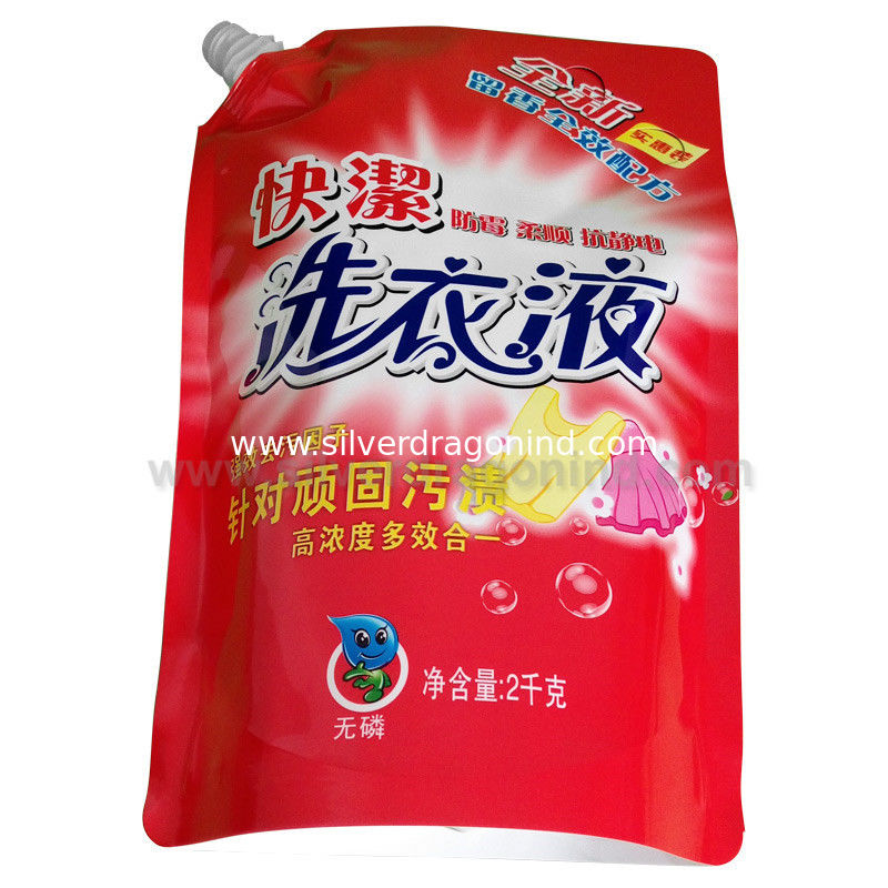 Custom Stand up Spout Pouch for 2000g liquid laundry detergent Packing（ doy packing)
