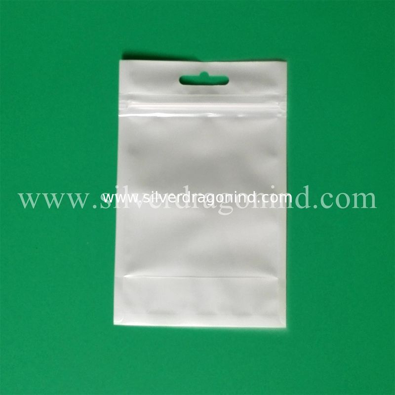 Stand up zipper bags with one side white color, the other side transparent