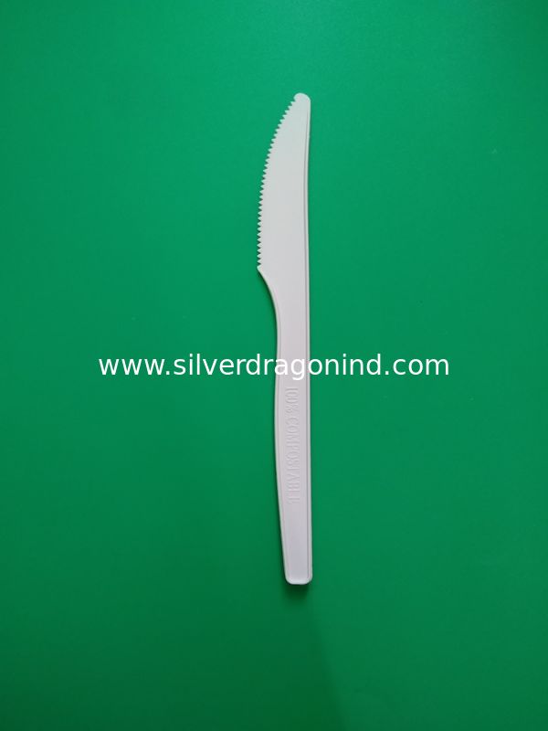 disposable biodegradable & 100% compostable PLA cutlery Knife,165mm length,white color