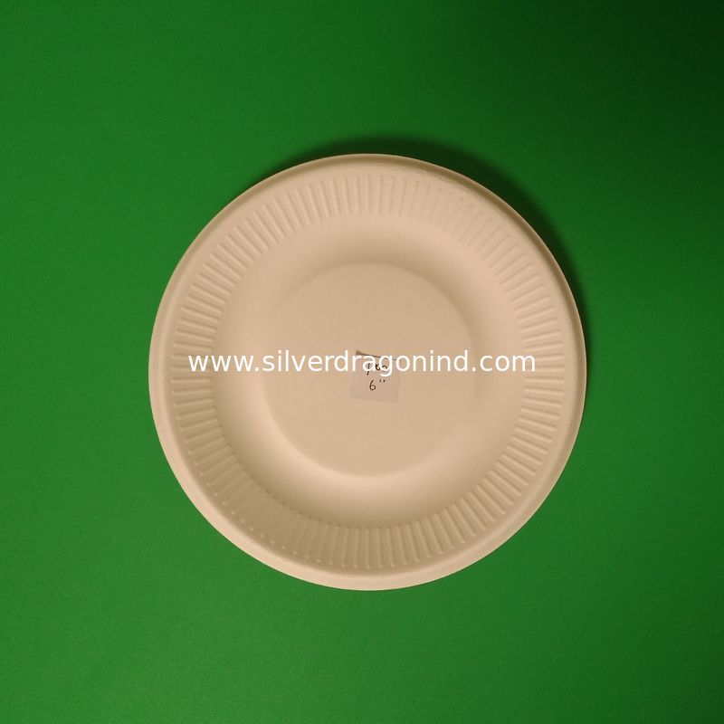 Disposable Sugarcane Pulp Paper lace plate, 6 inch Bagasse round lace plate, P001