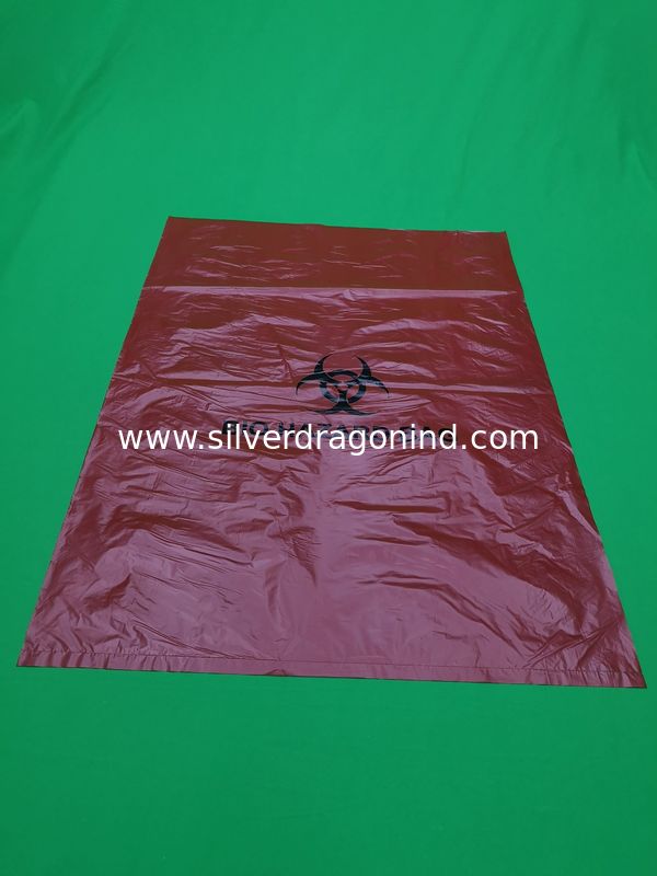 Red/yellow biohazard refuse bags/biohazard waste bags/biohazard garbage bags,635x890x0.08mm, print one color one side