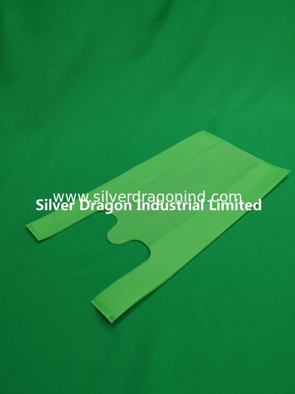 large green non-woven vest bags, non-woven T-shirt bags,non-woven grocery bags,40gsm, 100% virgin, eco-friendly