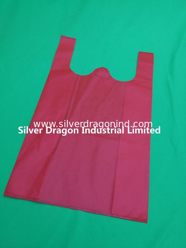 Non-woven singlet bags, non woven shopping bags, red, 30*14*50cm*50gsm