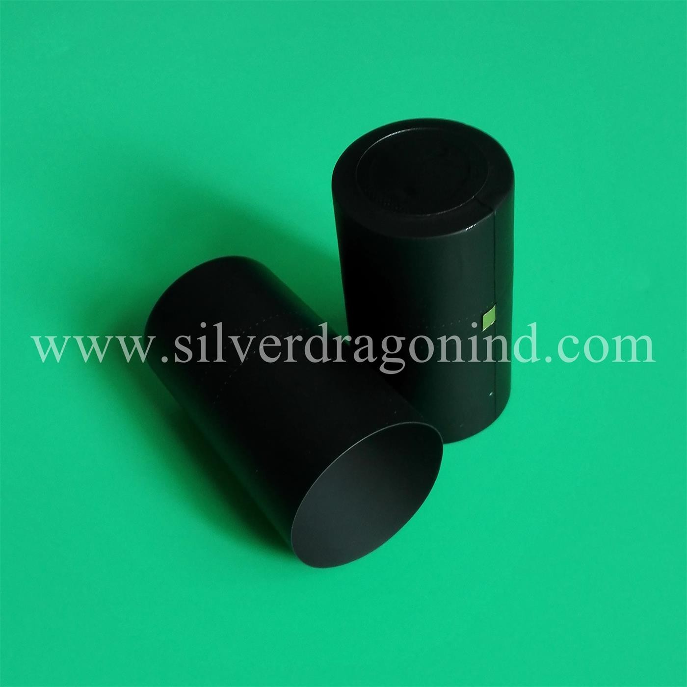 Matt black pvc shrink capsules with tear strip