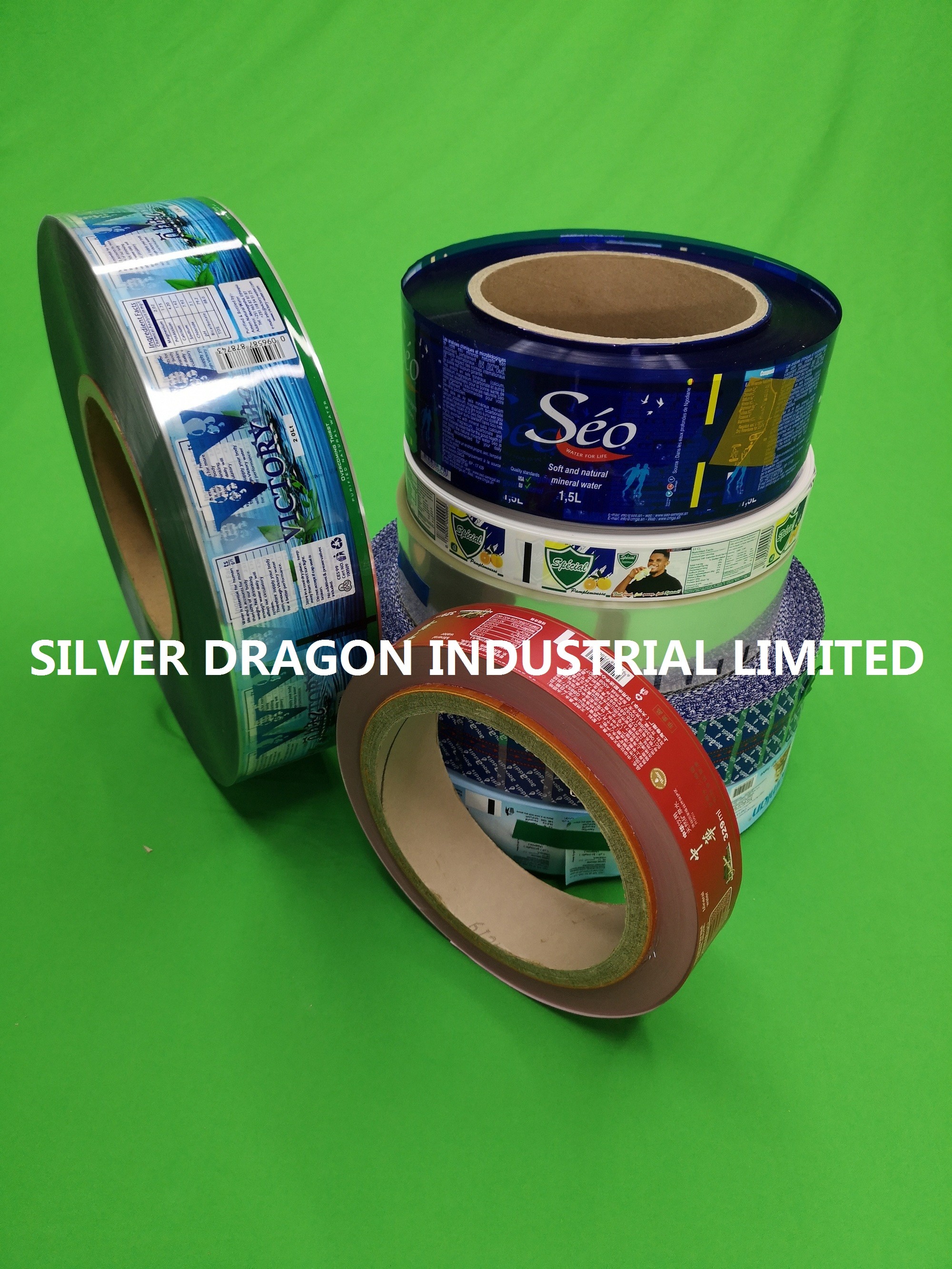 Manual use/automatic machine use PET/PVC heat shrinkable sleeve bottle labels with custom printing